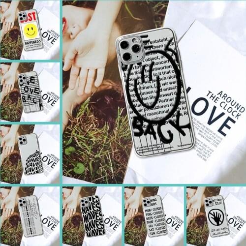 Quote Smile Fashion Cartoon Silicone Transparent Back Cover For Apple iPhone se 2020 Soft For iPhone 11 Pro Max Phone Case