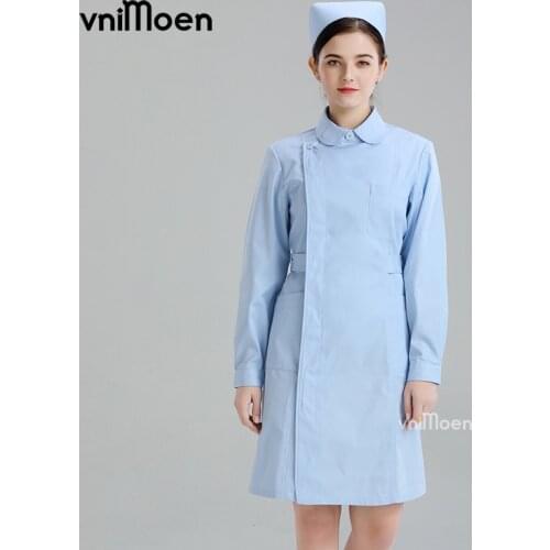 Nurse Uniforms clothes long/Short sleeve clothes white coat blue overalls Slim student practice clothes beauty salon Doctor gown