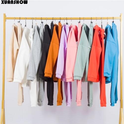 XUANSHOW Tracksuit Women Thick Sweatsuits Loose Hooded Hoodie Casual Sportwear Pants Sets 2021 Winter Oversize Two Piece Outfits