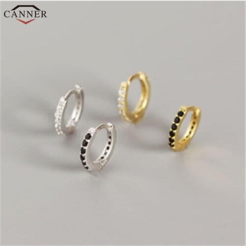CANNER CZ Crystal Small Hoop Earrings for Women Gold Zircon Circle Earrings 2019 925 Sterling Silver Huggie Earring Jewelry H40