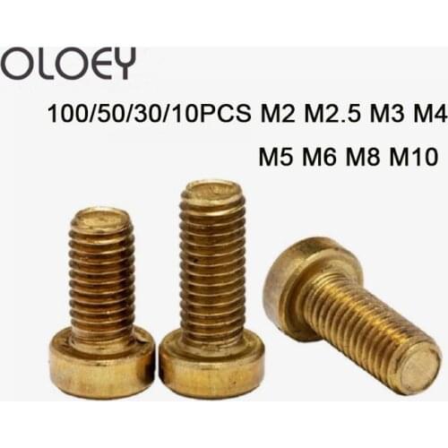100/50/30/10PCS M2 M2.5 M3 M4 M5 M6 M8 M10 GB65 DIN84 Brass cheese head slotted screw copper machine screws