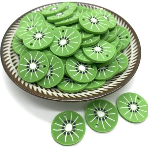 20Pcs/lot 20mm Kiwi Beads Flakes Clay Beads Polymer Spacer Beads For Jewelry Making DIY Bracelet Hairpin #A89-8