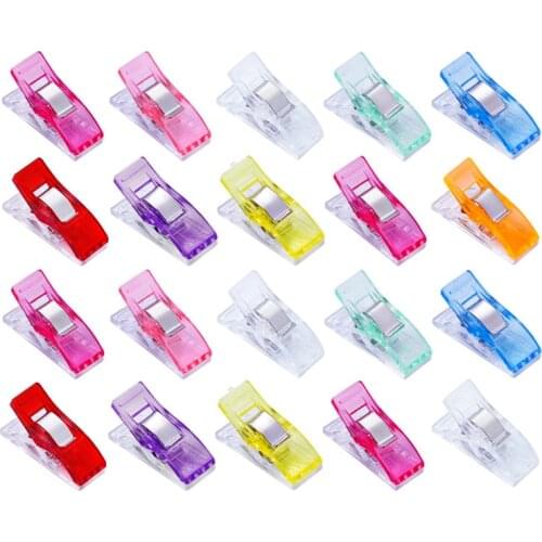 20pcs Multicolor Plastic Clips Fabric Clamps Patchwork Hemming Sewing Tools Job Foot Case Sewing Accessories