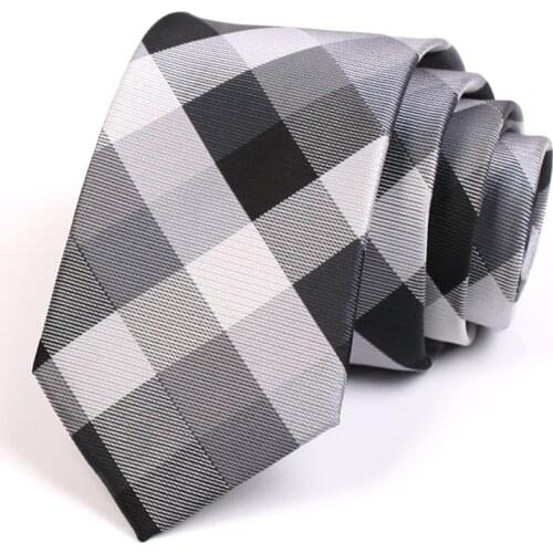 2020 New 7CM Grey Plaid Tie Gentleman Business Ties High Quality Fashion Formal Tie For Men Business Suit Work Necktie Gift Box