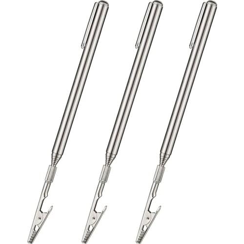 3Pc Telescopic Alligator Clips Metal Multimeter Alligator Clamps with 35mm Pen Clip for Electronic Automotive Repairing