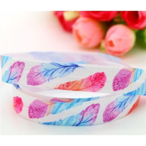 5/8'' Free shipping Fold Elastic FOE feather printed headband headwear diy decoration wholesale OEM D549