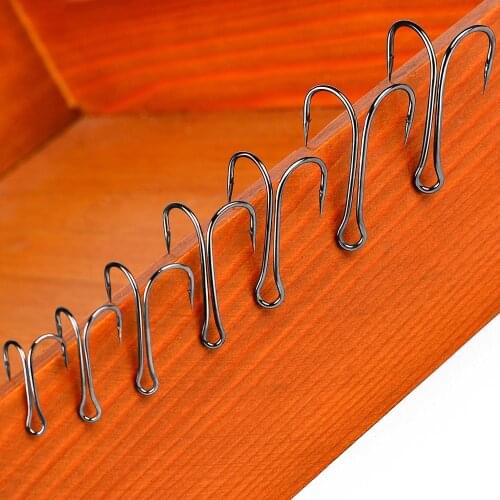 50pcs/lot High Carbon Steel Double Fishing Hooks 6# -4/0# Sharp Hooks Fly Tying Double Hooks for Jig Bass Fishhooks