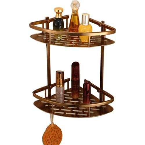 Aluminum Bathroom Shelf Antique Bath Shower Rack Shower Shelf Bath Holder Bolt Inserting Type 2 Tiers Corner Shelf bath hardware