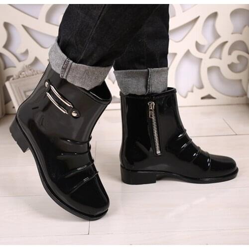 Autunno Degli Uomini di Modo da Pioggia Scarpe Stivali da Pioggia Anti-Slip di Pesca Impermeabile Manicotto di Plastica Scarpe