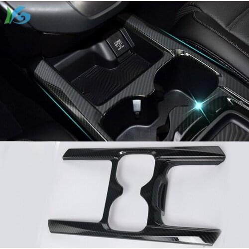 Car Styling ABS Carbon fiber Front Water Cup Drink Holder Trim Cover Frame Interior Decoration For Honda CRV CR-V 2017- 2019