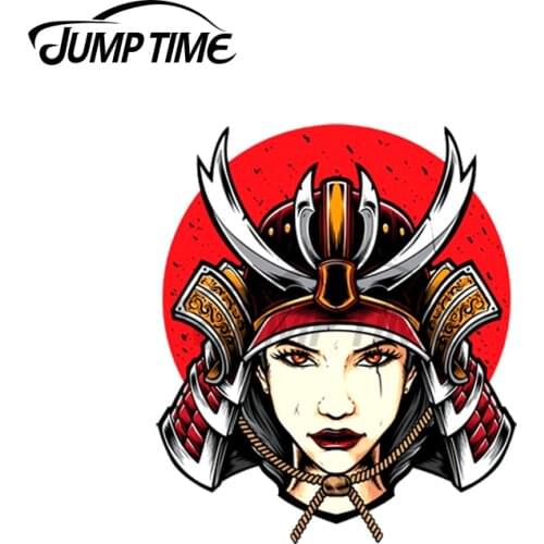 Jump Time 13 x 12cm For Badass Samurai Warrior Girl Car Repair Sticker Interesting Decal Vinyl Material Waterproof Car Protector