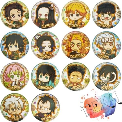 Demon Slayer: Kimetsu no Yaiba Anime Badge Kamado Tanjirou Nezuko Zenitsu Inosuke Giyuu Shinobu Metal Badge Brooch Pins