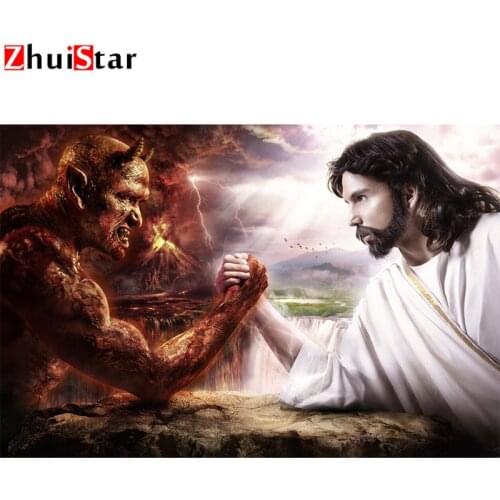 DIY Diamond Embroidery God and Devil 5D Diamond Painting Cross Stitch Square Rhinestone Mosaic Home Decor Full Drill ZWQ