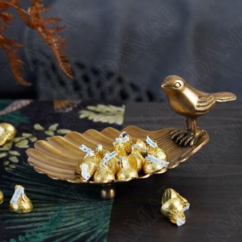 European Brass Storage Tray Creativity Bird Decorative Living Room Fruit Trays Desktop Key Organizer Home Decoration Ornaments