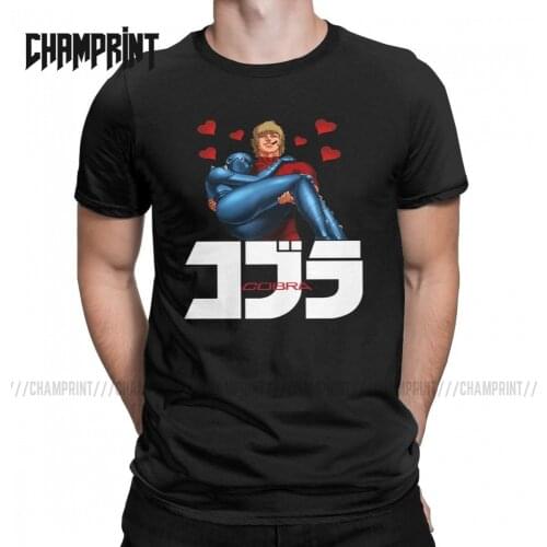 Mens T-Shirt Cobra The Space Pirate Cotton Tees Short Sleeve Psychogun Kobura Adventure Anime T Shirt Crewneck Clothes Present