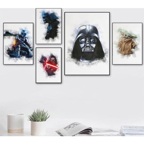 Star Wars Art Print Canvas Painting Darth Vader Boba Fett Kylo Ben Wall Art Poster Picture for Living Room Home Decor Cuadros