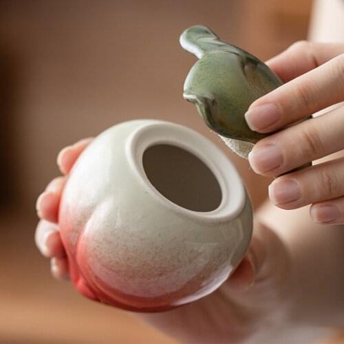 Ceramic Peach Tea Caddy Wedding Candy Box With Souvenir Birthday Gift Storage Box Home Decoration Bottle