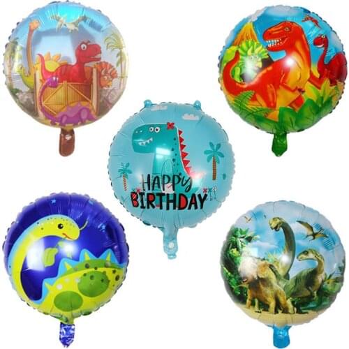 50pcs round Dinosaur foil balloons boys birthday animal ROAR children dinosaur party supplies jungle world globos decoration