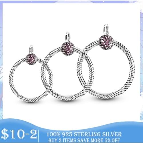 2021 New Silver O Pendant 925 Sterling Silver Moments Small Medium Large Pink CZ O Pendant fit Necklace Silver 925 Jewelry Gift