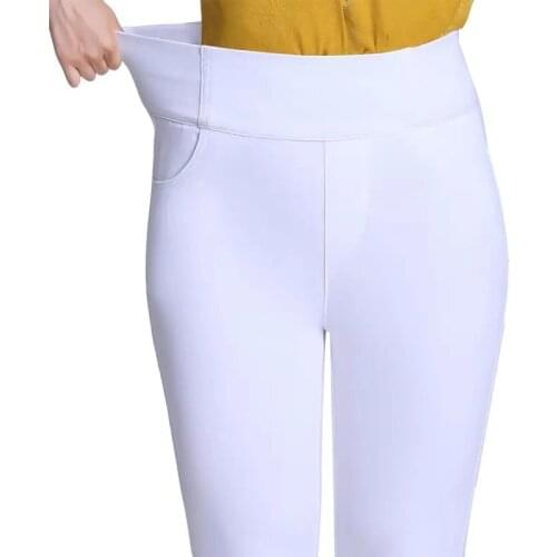 Winter Warm White Leggings Womens Velvet Thick Slim Trousers Ladies Solid Elastic High Waist Stretch Skinny Pencil Pants Black