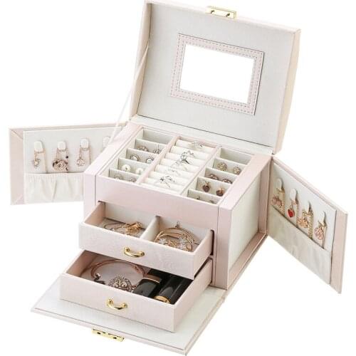 Multi function storage box leather jewelry manager multi layer jewelry display jewelry display WY606