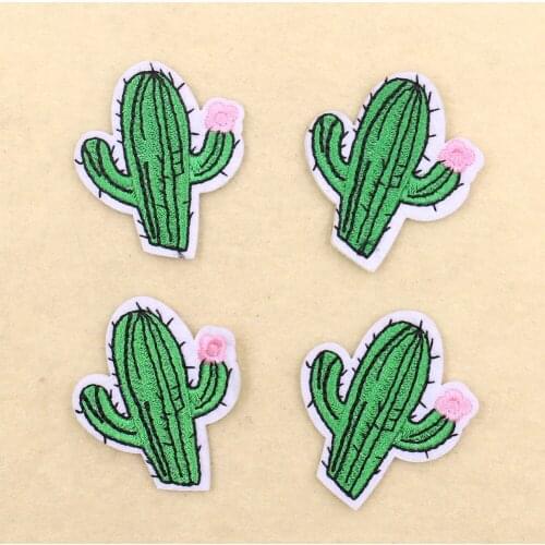Cartoon Green Coconut Palm Cactus Patch Computer Embroidery Badges Can Be Hand Sewing Ironing Sticker On Cloth Garment