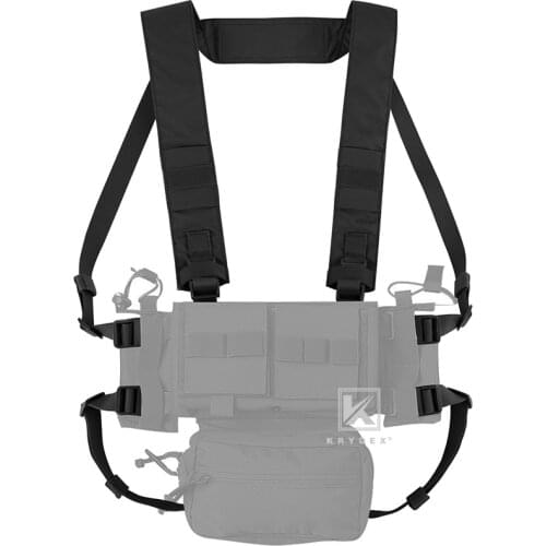 KRYDEX Micro Fight Shoulder & Back Strap Set For MK3 MK4 D3CRM Chest Rig H Harness Fat Strap W/ Male & Female Buckles Black