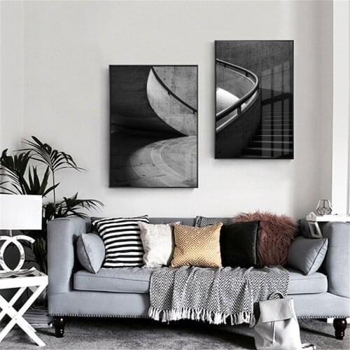 Nordic Black and White Stairs Wall Art Canvas Painting Poster Print Inspirational Quote Picture Modern Office Home Study Decor