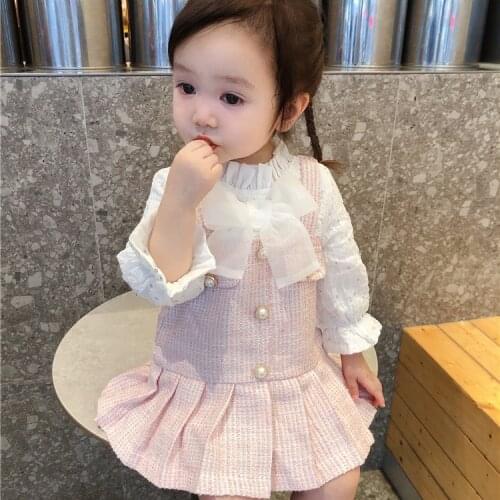 2018 new spring autumn/winter Girls Kids lace pearls Dress comfortable cute baby Clothes Children Clothing