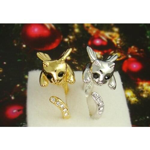 Wholesale Trendy Angel Wing Kitty Cat Adjustable Ring High Quality Design Gold Silver Promise Rings Women Gift Overwatch Aros