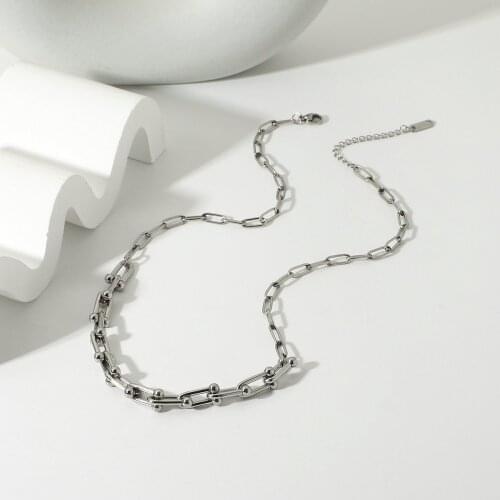 6.7mm Cuban Chain Necklace titanium steel Choker Short Men Women Thick 14K Gold Plated Stainless Steel Necklace