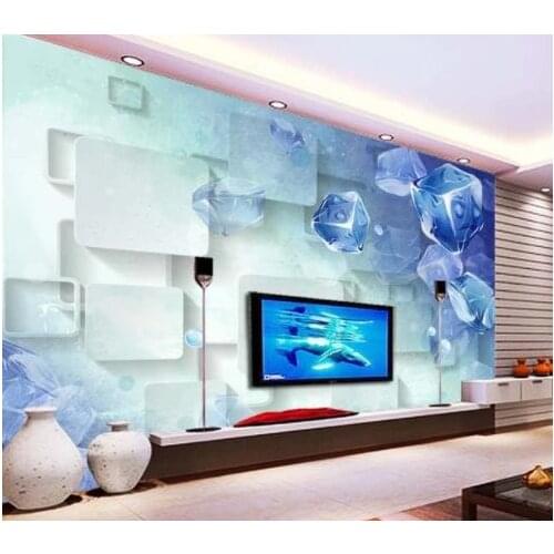 Custom Photo Wallpaper 3D Blue square Living Room Bedroom TV Background Wall Murals Wallpaper For Walls 3 D
