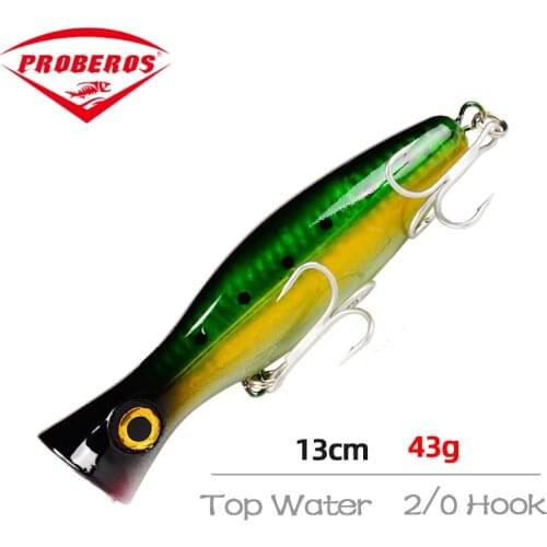 Popper Fishing Lures Weights 13cm 43g Large Poppers Top Water Lure Isca Artificial Hard Bait Fishing Tackle Articulos De Pesca