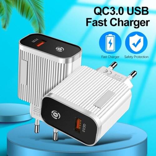 Portable QC3.0 15W Fast Charging Mobile Phone Quick Charger Adapter EU/US Plug