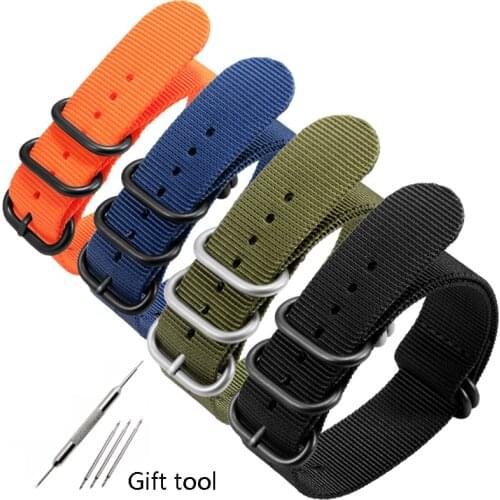 Yopo Soft NATO Nylon Watchband 18mm 20mm 22mm 24mm 26mm Black Army Green Bracelet For Mens Waterproof Canvas Watch Chain