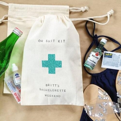 Custom text hangover bag | bachelorette party favors | bachelorette hangover kit | bridal gift | oh shit kit | bridesmaid gift