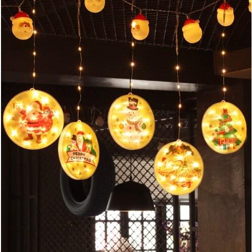 USB String Light Christmas Atmosphere Curtain Window Decorative LED Christmas Decor Light Suction Cup Hanging Lamp