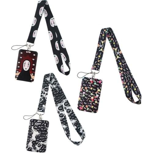 YA181 Anime Black Charcoal And Faceless Man Lanyards For Key Badge Gym Key Chain Lanyard Key Holder DIY Hang Rope Keychain