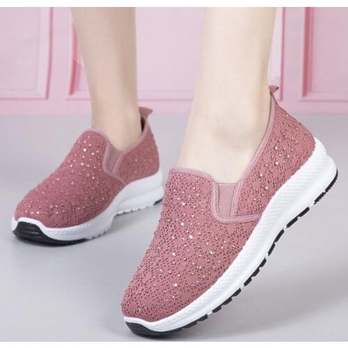 Women shoes 2021 new fashion casual shoes woman flying woven flat casual women sneakers new rhinestone solid color sock shoes