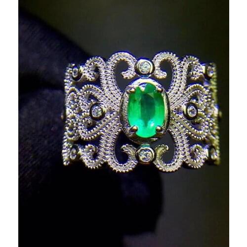 Luxury Emerald Ring 925 Sterling Silver Ring for Women Fine Wedding Jewelry