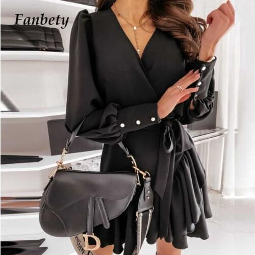 Elegant Women Heart Print Mini Shirt Dress Sweet New Ruffle Spring Autumn A-Line Dress Casual V-Neck Button Party Dress Vestidos