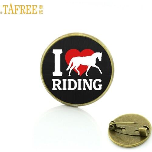 TAFREE Brand 2020 I Love Horse Riding Badge Pins Fashion Vintage Equestrian Jewelry Men Women Sports Events Gift Brooches SP533