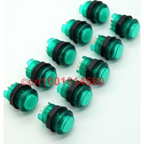 10pcs/set 5V 30mm New Reyann LED Illuminated Arcade LED Lamp Push Button For USB MAME Cabinet Arcade DIY Projects & MAME - Green