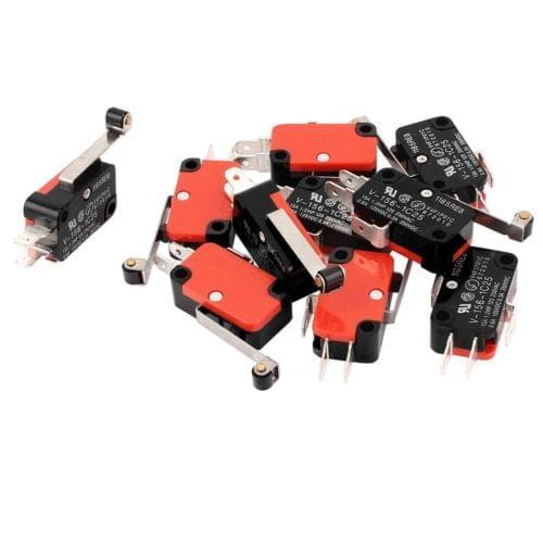 10 Pcs Roller Lever Arm SPDT NO/NC Momentary Micro Switches V-156-1C25