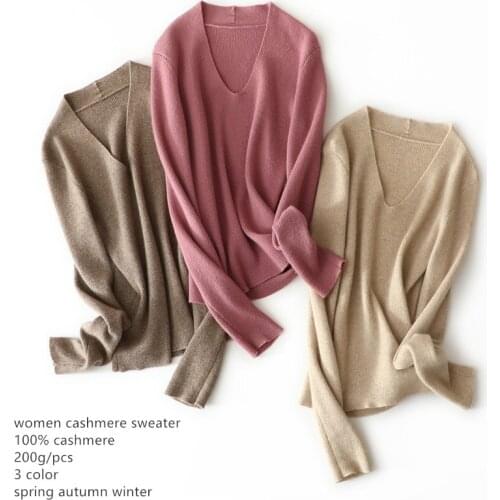 Naizaiga 100% cashmere v-neck pink beige coffee fashion luxury sweater sping autumn pullovers , YLM122