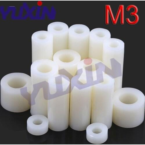 1000Pcs/Lot M3 White ABS Nylon Round Spacer / Round Standoff Spacer M3*L Length(L)=2~10mm ID=3.2 OD=7