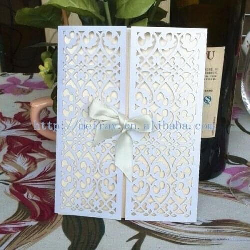 120pcs/lot) laser cut china white , pink , green elegant wedding laser cut invitation cards