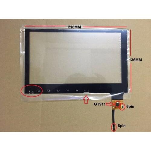 218*136 MM new 9 inch Capacitive touch screen IC:GT911 6pin for car android navigation touch panel