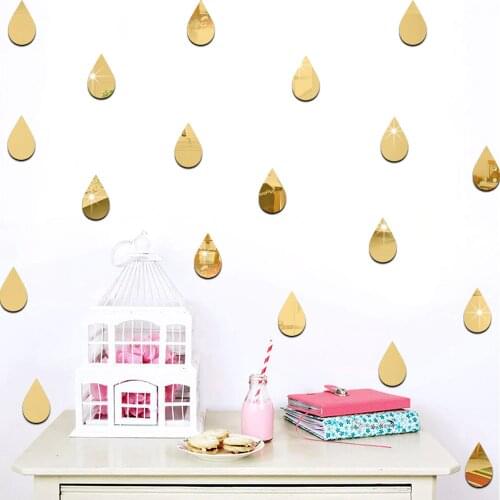 22pcs/set Acrylic Mirror Surface Raindrop Wall Sticker For Kids Rooms Home Decor Cartoon Raindrop Wall Decals Baby Nursery Mural
