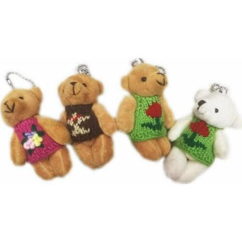 25PCSMini Teddy Bear Stuffed Plush Toys 8cm Small Bear Stuffed Toys pelucia Pendant Kids Birthday Gift Party Decor DMX094